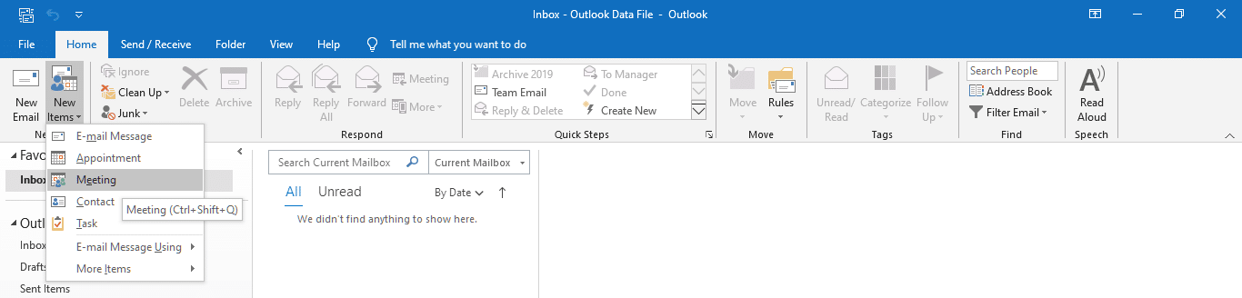 Outlook New Item - Meeting