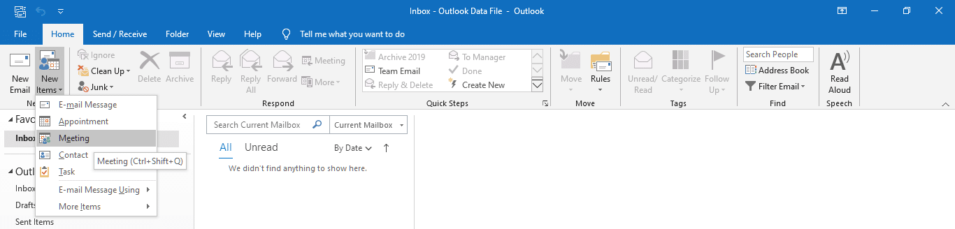 Outlook Neues Element - Treffen