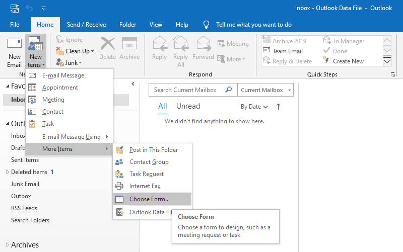 Creating Outlook message from Custom Template