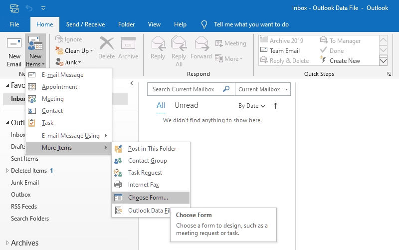 Création d'un message Outlook à partir modèle personnalisé