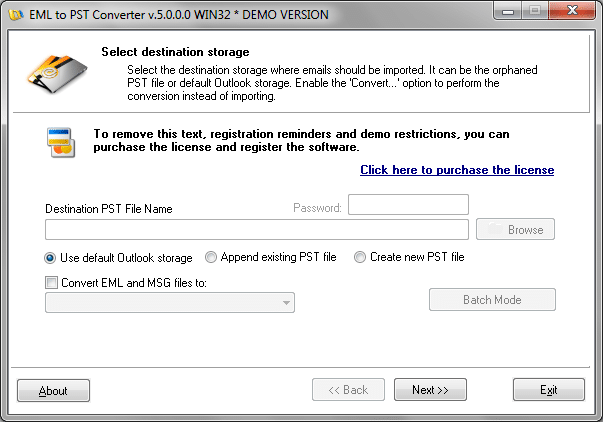 Import EML files into Default Outlook Profile