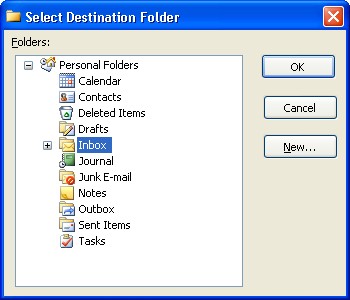 Outlook Folder Selecton Dialog